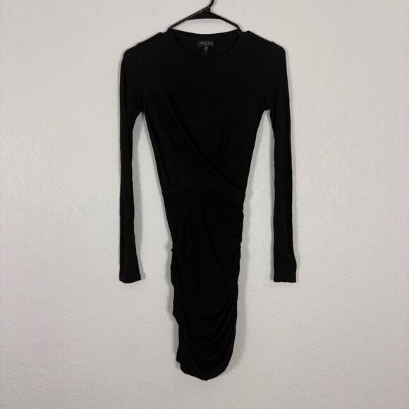 NWT Rag & Bone Black Holly Drape Mini Long Sleeve Dress Size XXS - Picture 1 of 7